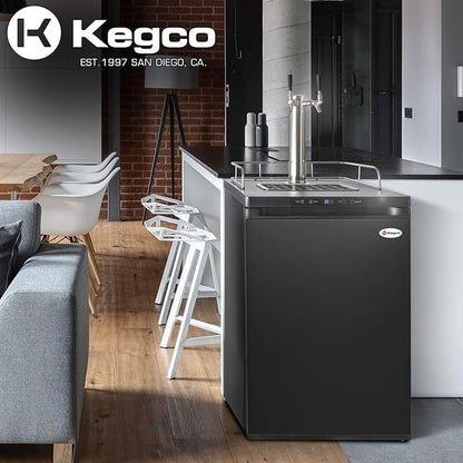 Kegco K309B-2 Double Faucet Digital Black Kegerator