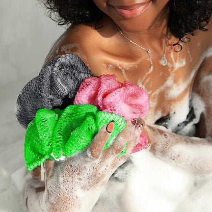African Net Sponge Authentic - 2 Pieces Exfoliating Body Scrubber Bath Sponge - Back Scrubber Washcloth for Shower - Real African Scrub Exfoliator Body Care Bathing Accessories for Women
