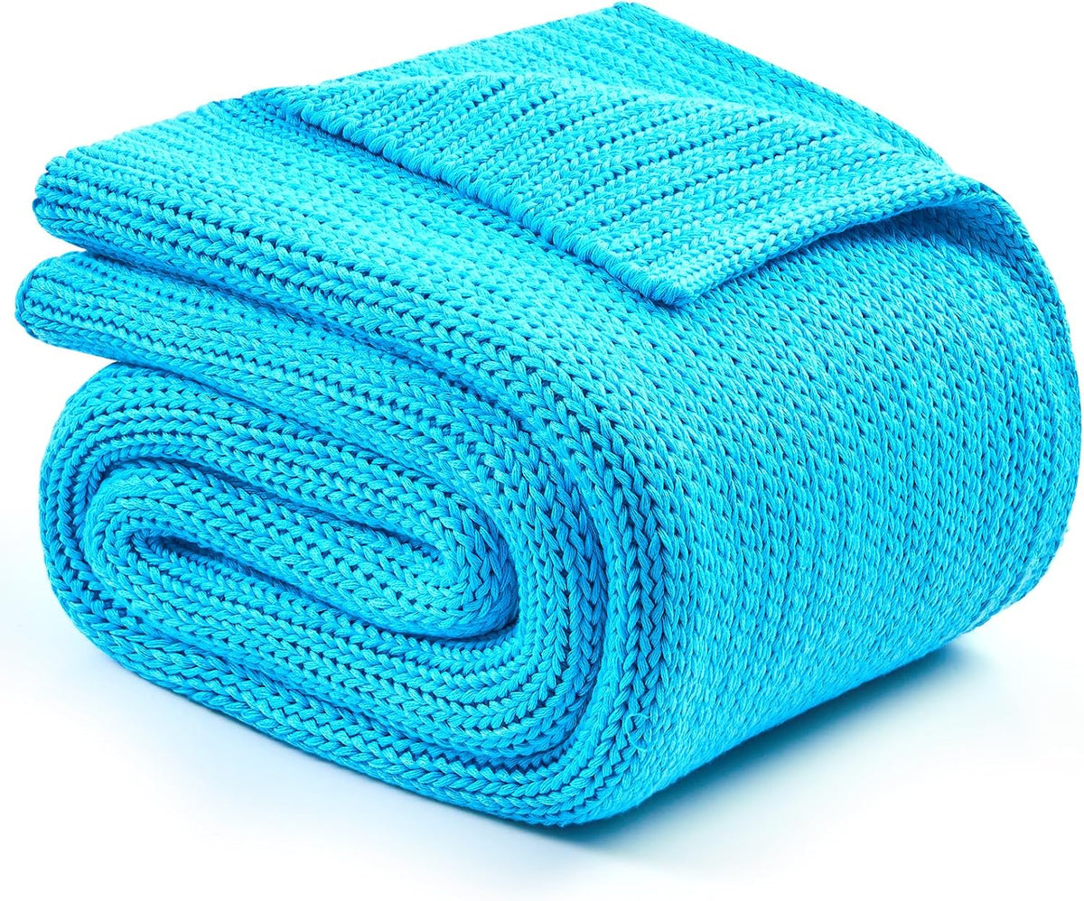 L'AGRATY Knitted Weighted Blanket - 48"x72" 15lbs Cooling Chunky Knit Heavy Blanket for Adults Braided Crochet Throw Thick Cable Yarn Knit Decorative No Beads Evenly Weighted Machine Washable