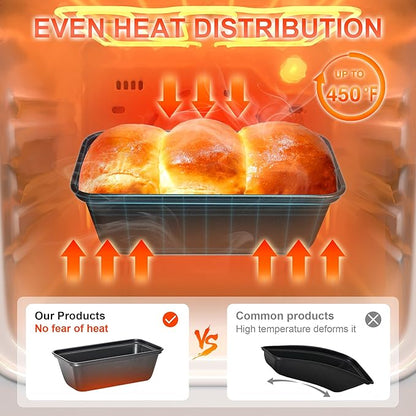HONGBAKE 6 Pack Mini Loaf Pan for Baking Bread, 6 x 3.3 x 2 Inches Nonstick Small Banana Bread Tins Set for Homemade,Tiny Carbon Steel Meatloaf Pan - Dark Grey