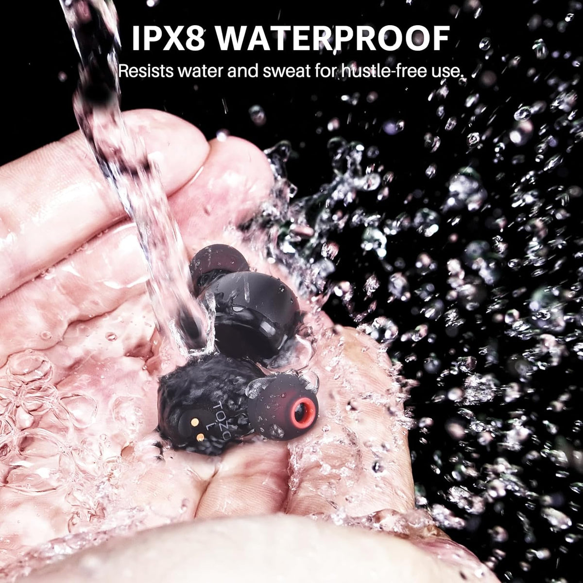 TOZO T6 Wireless Earbuds, IPX8 Waterproof Ear Buds, Stereo Bass Sound Bluetooth 5.3 Headphones in Ear, 50 Hours Playtime Earphones, Wireless Charging Case, Custom 32 EQ via APP