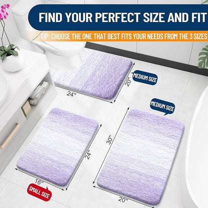 OLANLY Bathroom Runner Rugs Mat 44x24, Extra Soft Absorbent Microfiber Bath Rug, Rubber Backing, Quick Dry, Washable Long Bath Mats for Bathroom, Tub and Shower, Home Decor Accessories, Light Purple
