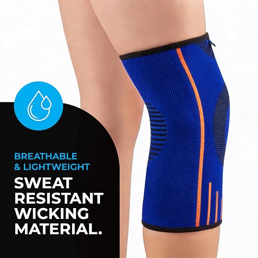 VITTO Kids Knee Brace - Osgood Schlatter Knee Brace Youth, Compression Sleeve for Boys and Girls from 4-14 years old (Blue, M)