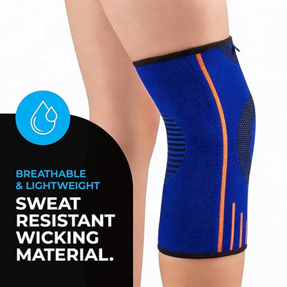 VITTO Kids Knee Brace - Osgood Schlatter Knee Brace Youth, Compression Sleeve for Boys and Girls from 4-14 years old (Blue, M)