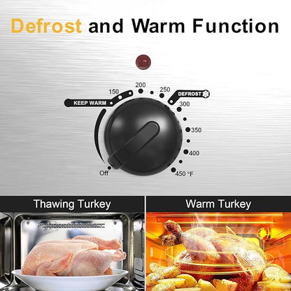 RoyalCraft 22-Quart Electric Roaster Oven with Visible Self-Basting Lid, Turkey Roaster Oven with Removable Pan and Rack, Perfect for Large Meals and Holiday Feasts, Silver