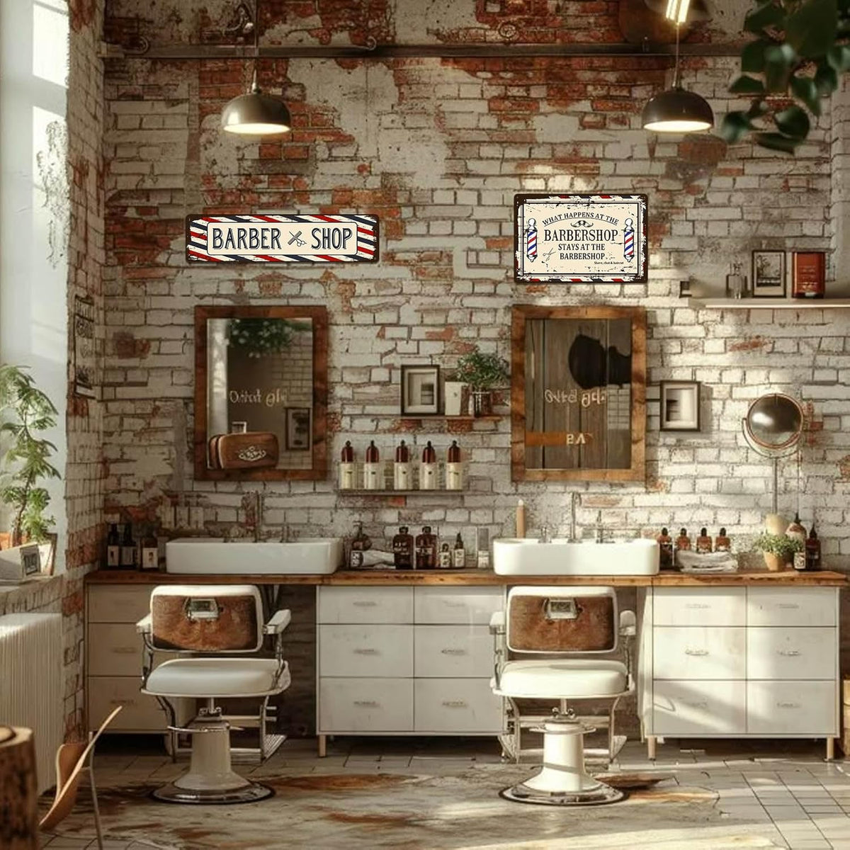 Barber Shop Decor Accessories - Barbershop Poster Metal Tin Signs Vintage Wall Art, Barber Gifts for Men Haircut Decorations 4x16 Inch