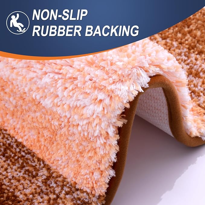 OLANLY Bathroom Runner Rugs Mat 47x17, Extra Soft Absorbent Microfiber Bath Rugs, Rubber Backing, Quick Dry, Washable Long Bath Mats for Bathroom Floor, Tub and Shower, Home Decor Accessories, Orange