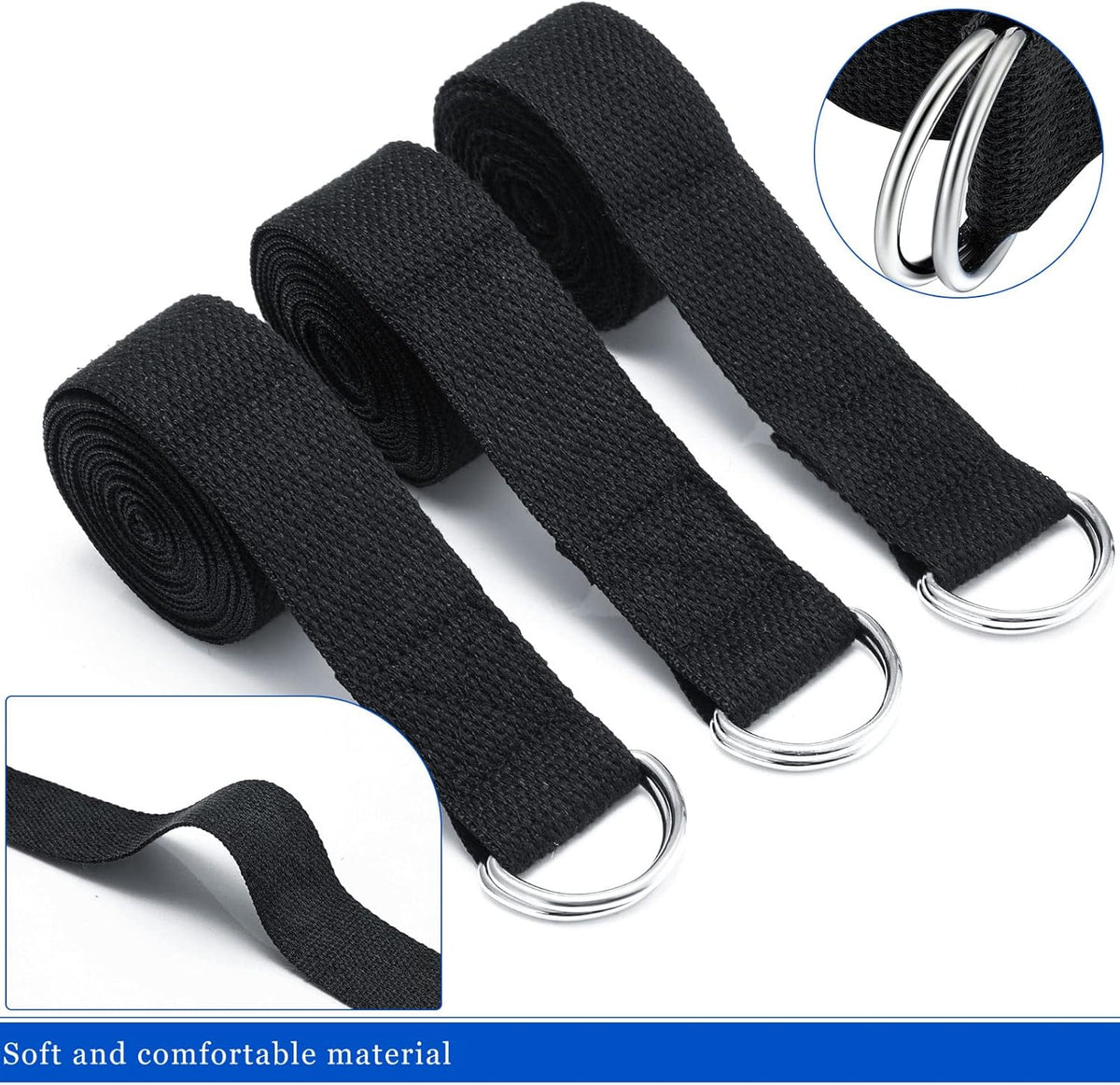6 Pcs Yoga Strap for Stretching 8 Ft Yoga Exercise Adjustable Straps Bands with Safe Adjustable D Ring Buckle for Pilates Gym Workouts Fitness Improves Sitting Posture