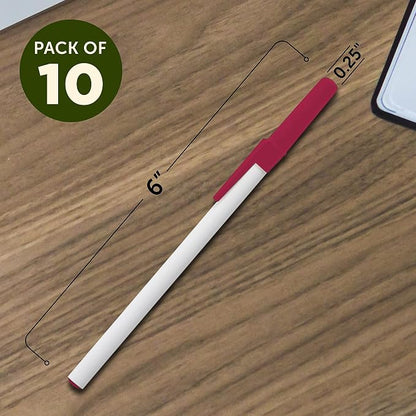 DISCOUNT PROMOS Value Stick Pens Set of 10, Bulk Pack - Blue Ink, Great for Office, School, Business, Tradeshows, Events - Burgundy Cap