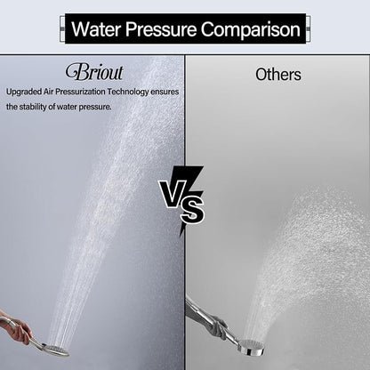 Briout Shower Head with Handheld, 5-Settings Showerhead High Pressure Powerful Water Spray Shower Head Set with 59 Inch Stainless Steel Hose and Bracket, Brushed Nickel