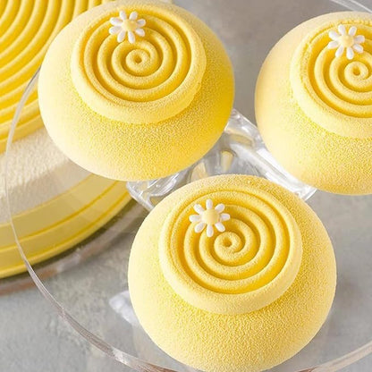 OCPO KITCHEN Spiral Silicone Molds for Baking Mousse Cake, 3D Tourbillon Silicone Baking Molds for French Dessert Pastry Chocolate Cupcake Ice Cream Cake Decoration Mold Spiral Shape (6-Cavity)