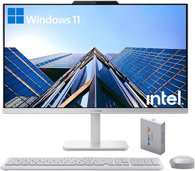 Lenovo 24" FHD All-in-One Desktop Computer for Home & Office, Intel Processor, 32GB RAM, 2TB PCIe SSD, HDMI, WiFi 6, Bluetooth 5.2, Business AIO, Vent-Hear, Wireless Keyboard & Mouse, Windows 11