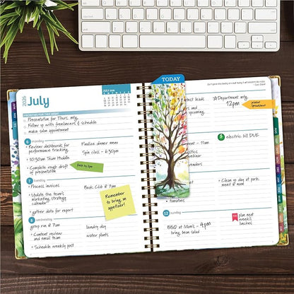 HARDCOVER Academic Year 2026-2027 Planner: 14 Months (May 2026 Through June 2027) 8.5"x 11" Daily Weekly Monthly Planner Yearly Agenda. Bookmark, Pocket Folder and Sticky Note Set (Tree Seasons)