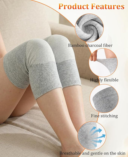 3 Pair Bamboo Knee Sleeve for Women & Men, Knee Brace Compression Support for Running Hiking and Daily Wear, Large Gray for (70-90KG)