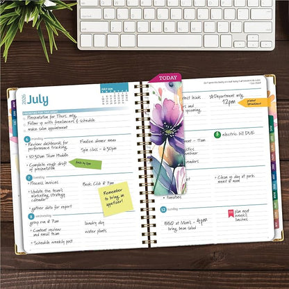 HARDCOVER Academic Year 2026-2027 Planner: 14 Months (May 2026 Through June 2027) 8.5"x 11" Daily Weekly Monthly Planner Yearly Agenda. Bookmark, Pocket Folder and Sticky Note Set (Rainbow Floral)