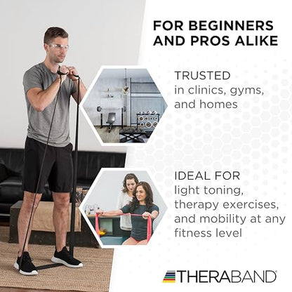 THERABAND Professional Resistance Band, Black Level 5 Special Heavy, 5 ft | Portable, lightweight, latex. For desk, recovery, gym. Therapy, physical, fitness, strength.