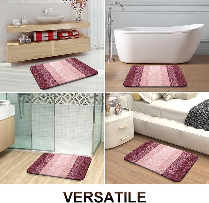 OLANLY Bathroom Runner Rugs Mat 47x20, Extra Soft Absorbent Microfiber Bath Rugs, Rubber Backing, Quick Dry, Washable Long Bath Mats for Bathroom Floor, Tub and Shower, Home Decor Accessories, Red