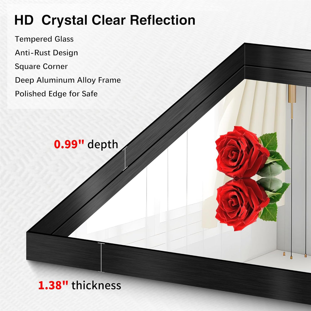 Black Bathroom Mirror, 40x48 Inch Rectangular Framed Mirror, Large Wall Mounted Bathroom Vanity Mirror Over Sink for Bedroom,Restroom, Living Room, Hangs Vertically or Horizontally