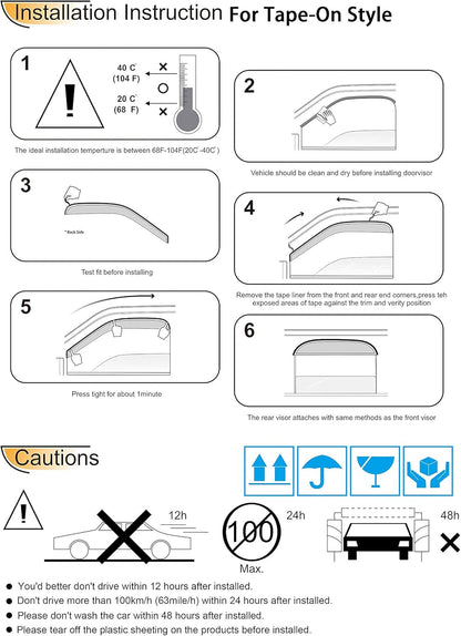 4pcs Side Wind Deflector,Out-Channel Tape On Sun Rain Guards, Dark Smoke Nice Looking Window Visor fit for 2005-2012 Nissan Pathfinder 94512