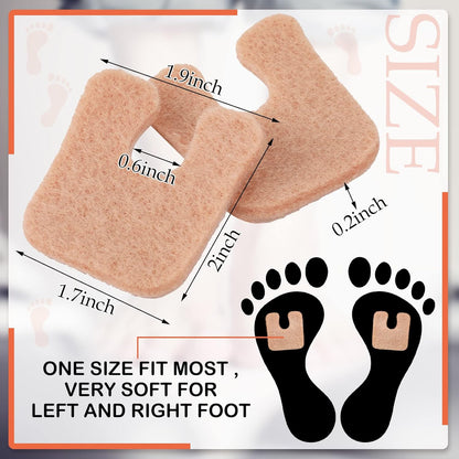 Boao 60 Pcs Callus Pads 1/4" Thick U Shaped Metatarsal Corn Pads Felt Callus Cushions Adhesive Corn Protectors for Men Women Feet Toes Pain Relief Blister Prevention
