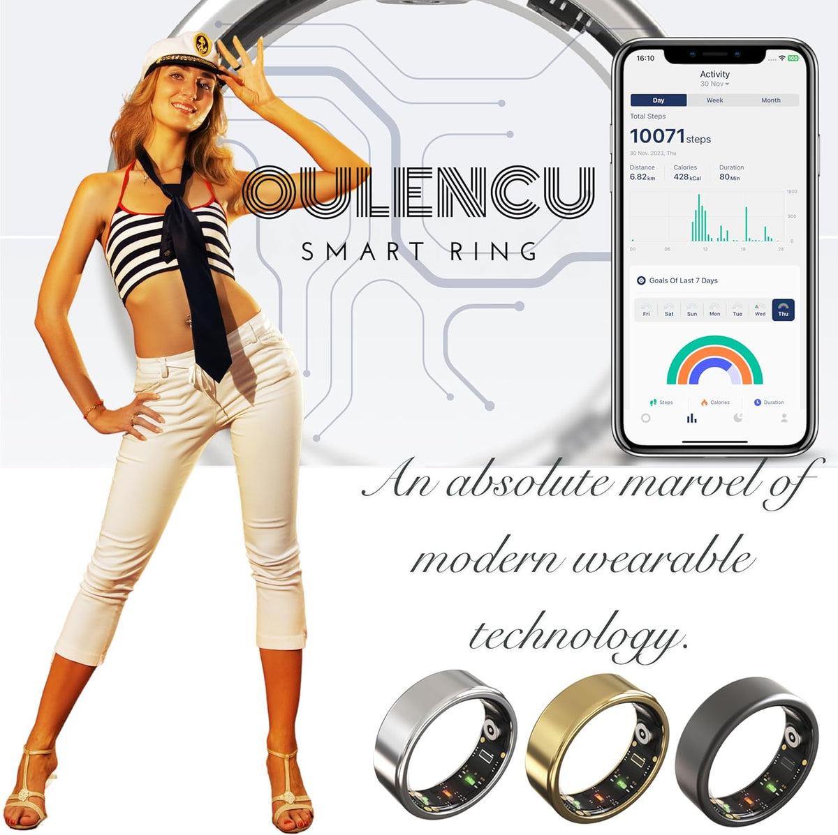 2025 Smart Ring for Women Men, Sleep Tracker Ring, Fitness Smart Ring, Activity Tracker,Sleep Monitor, Stress/Heart Rate/Women's Calories Steps Tracking-No APP Subscription (Silver, #11-64.6mm/2.54")