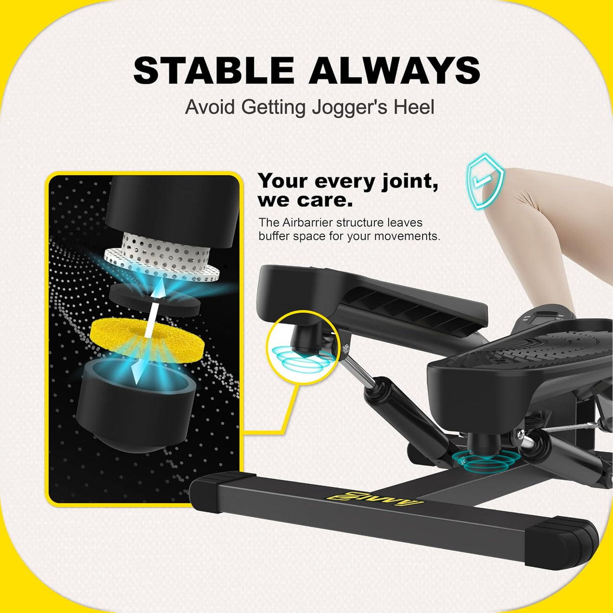 Stepper Machine with Resistance Bands, Mini Stepper with 300LBS Weight Capacity, Twist Stepper for Full Body Workout, Adjustable Step Height, Smooth and Quiet, Step Machine for Men Women