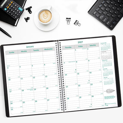 Brownline® 2027 EcoLogix® Monthly Planner, 14 Months, December 2026 to January 2028, Twin-Wire Binding, 11" x 8.5", Black (CB435W.BLK)