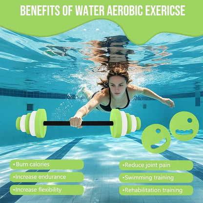 29.3’’Swimming Barbell Pool Dumbbell Swim Dumbbell with Water Exercise Discs High Density EVA Foam Aquatic Exercise Equipment