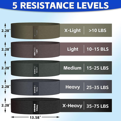 Resistance Bands for Working Out - Exercise Bands Set with Workout Guide - Fabric Elastic Bands for Physical Therapy - Fitness Bands Ideal for Legs Hip Glute