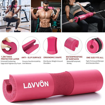 Barbell Pad Set - Hip Thrusts Pads for Squat&Lunges/Bench Press Bar Padding | Standard Olympic Weight Bar Foam Pad,Gym Accessories for Women with Bar Bad -With Ankle Straps,Wrist Straps for Weightlifting