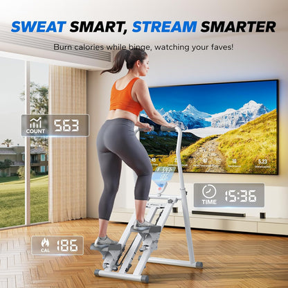 MERACH Stair Stepper for Home Gym Exercise, New Version Vertical Climber Machine for Full-Body Workout, Compact Folding Cardio Exercise Climber with Extended Step Range, Adjustable Handlebar & Pedals