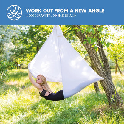 Aerial Silk Yoga Hammock & Swing for Home, Inversion Exercises, Starter Kit for All Levels - Durable with Extension Straps, Carabiners, and Pose Guide