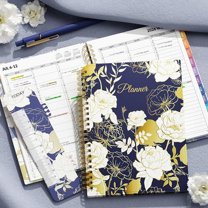SUNEE 2026-2027 Appointment Book, Quarter-Hourly, Weekly & Monthly - from July 2026 to June 2027, 6.4"x8.3" Academic Planner, Flexible Cover, Note Pages, Bookmark, Spiral Binding, Vintage