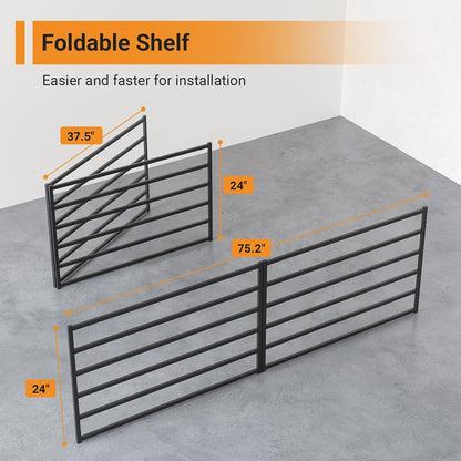 Solid 2x6 ft Garage Storage, 2 Pack 1600 lbs Total Weight Capacity, Heavy Duty Wall Mounted Shelving for Home, Kitchen & Pantry, Black