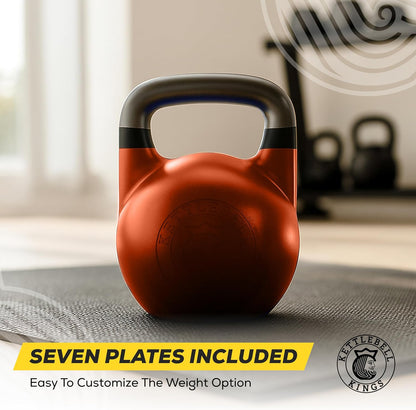 Kettlebell Kings Competition Kettlebells Weight (33mm handle) 4-32 KG | Hand weights Workout Gym Equipment & Strength training sets for Women & Men | Weights set for Home Gym