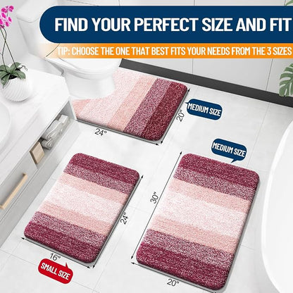 OLANLY Large Bathroom Rugs Mat 44x32, Extra Soft Absorbent Microfiber Bath Rugs, Rubber Backing, Quick Dry, Machine Washable Bath Mats for Bathroom Floor, Tub and Shower, Home Decor Accessories, Red
