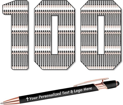 STREADVE 100 Personalized Custom Pens Engraved Writing Pen with Name Logo, Customized Promotional Items Stylus Pen Gifts for Men Women Realtor Nurse Wedding Business, Black