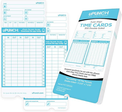 uPunch 300 Time Cards for FN1000 AutoAlign Time Clock