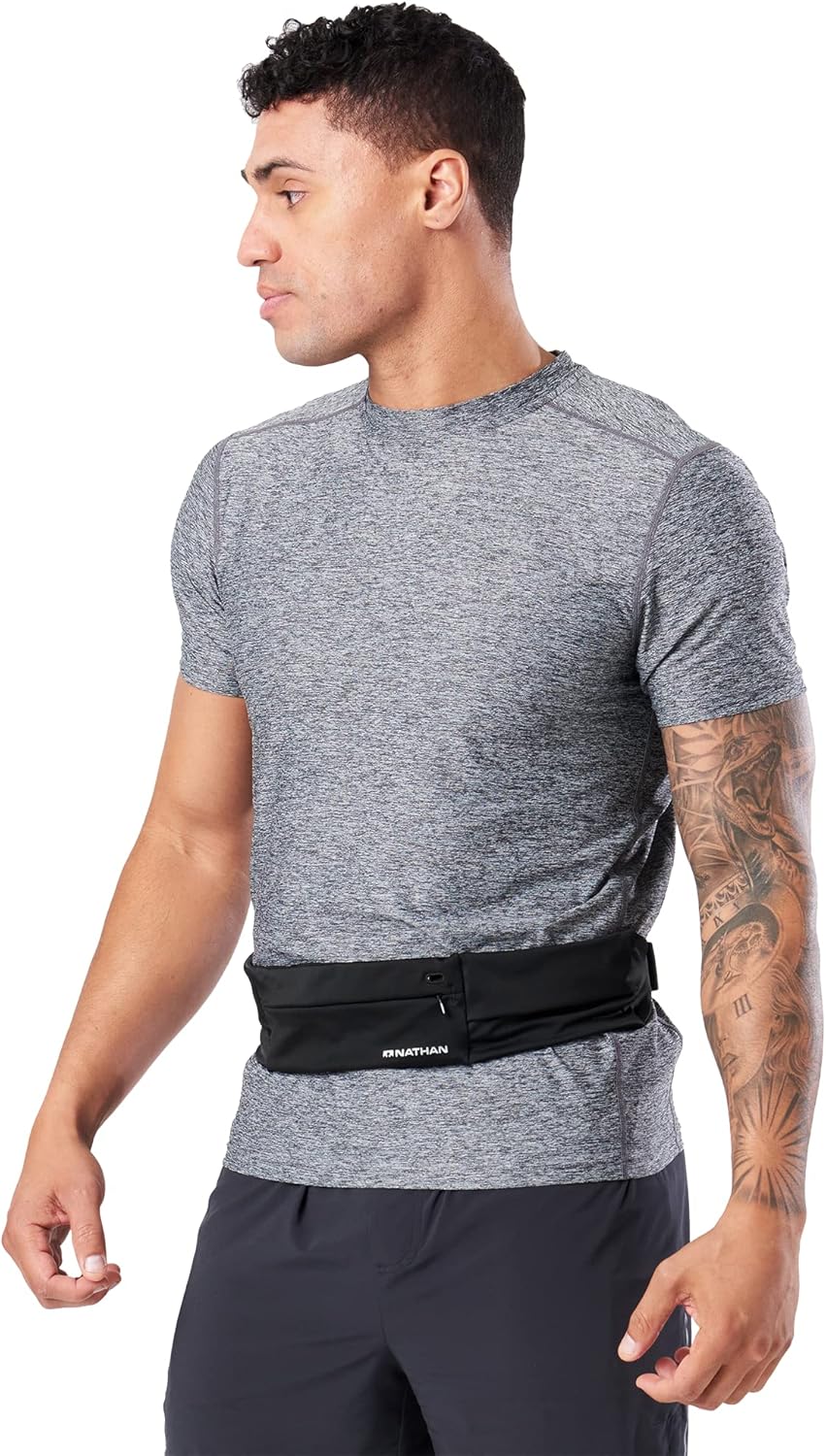 Nathan Running Belt Adjustable Fit Zipster, Zippered, Weather-Resistant Pocket & Two Quick-Stash Pockets for Running Gear, Running Fanny Pack, Walking, Hiking, Gym