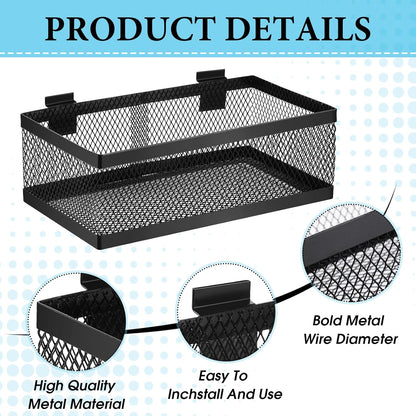 Coume 4 Pcs Black Slatwall Baskets 4 Size Metal Mesh Wire Basket for Slatwall Panels Ventilated Wall Mounted Hanging Accessories for Home Garage Retail Store Display Organizing(Mixed Size)