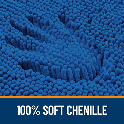 OLANLY Bathroom Rugs 34x21, Extra Soft Absorbent Chenille Bath Rugs, Rubber Backing Quick Dry, Machine Washable Bath Mats for Bathroom Floor, Tub and Shower, Home Decor Accessories, Deep Navy Blue