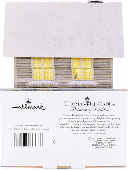 Hallmark 0899XSO1002 Christmas Pop Up Card with Light and Song (Displayable Dimensional Thomas Kinkade House Plays We Wish You a Merry Christmas), Snowy House