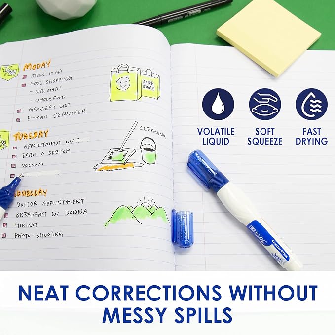 BAZIC Products Correction Pen, Metal Tip, Quick-Dry White, 7mL, 144-Case