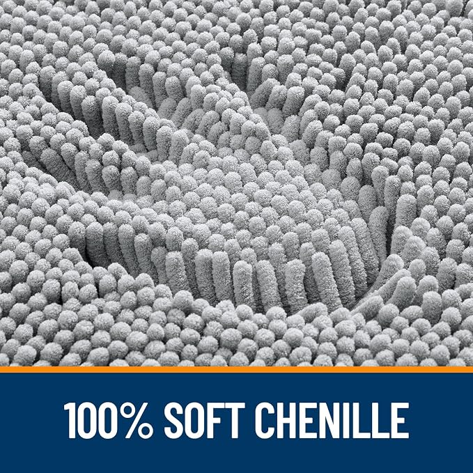 OLANLY Toilet Rugs U-Shaped 24x24, Extra Soft Absorbent Chenille Contour Bathroom Rugs for Toilet, Dry Quickly, Machine Washable, Non-Slip Bath Mat, Light Grey