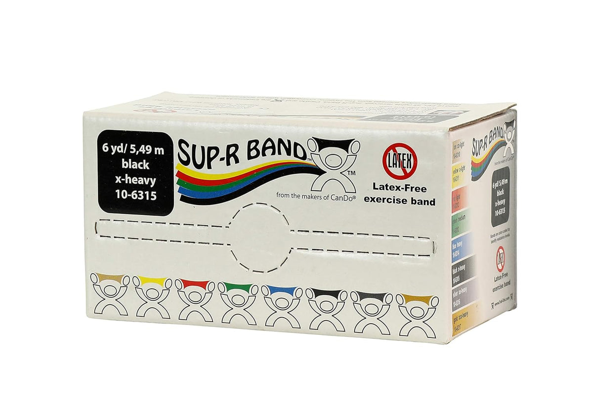 CanDo 10-6315 Sup-R Latex Free Exercise Band Roll, 6 yd Length, Black-X-Heavy
