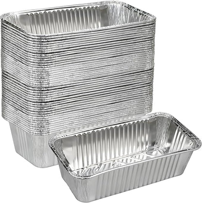 Findful 50 Pack Loaf Pans,2 LB Disposable Aluminum Foil Loaf Pans, 8.5"x4.5"x2.5" Heavy Duty Aluminum Foil Bread Tins Perfect for Banana Bread, Cakes & Meatloaf,Non-Stick, Even Baking, Easy Release