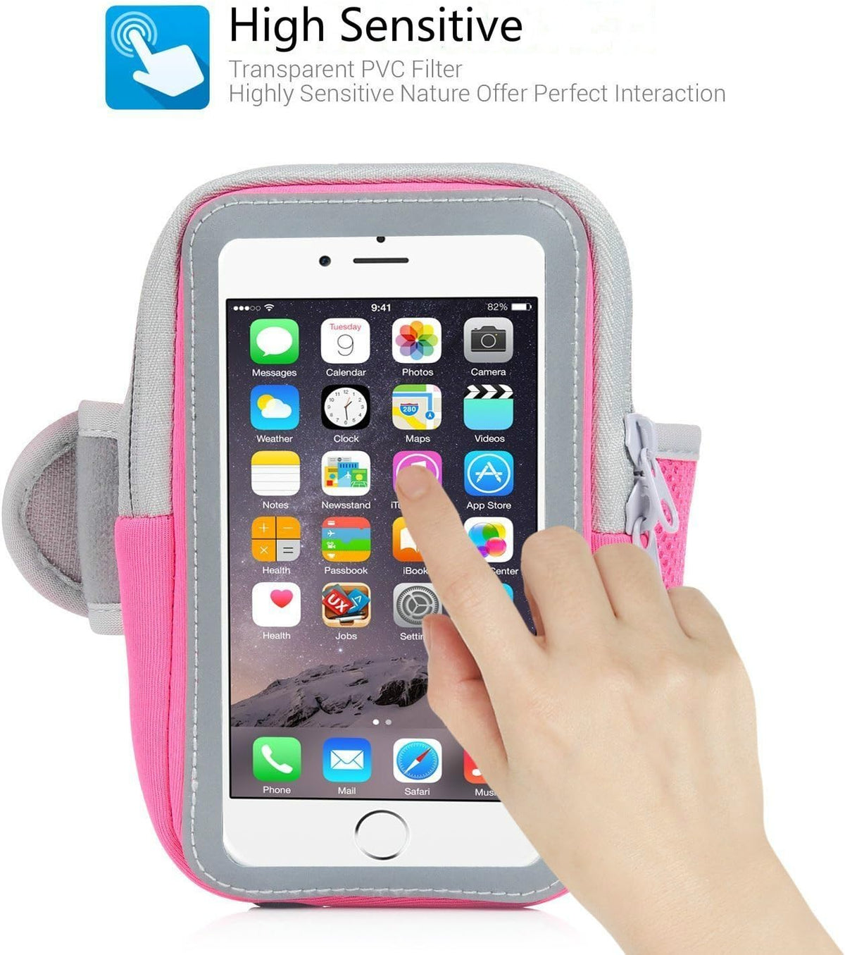 Multifunctional Outdoor Sports Armband Sweatproof Running Armbag Casual Arm Package Bag Gym Fitness Cell Phone Bag Key Holder for iPhone 16 15 14 13 Max Pro Plus Samsung Galaxy Note S24 S23 Edge, Pink