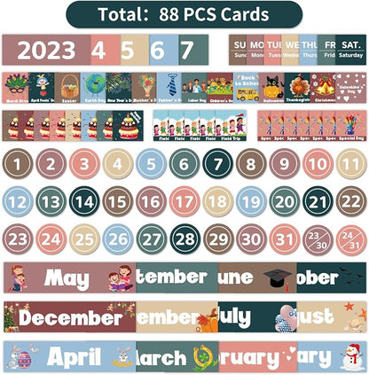 Boczif Monthly Classroom Calendar Pocket Chart (White)