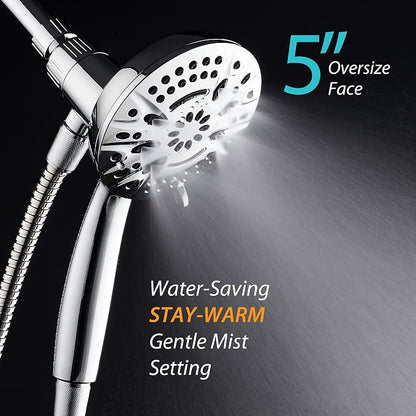 AquaDance New Magnetic Guidance Docking System - High-Pressure 8-setting Handheld Shower Head with Giant 5 inch Face, Magnetic Bracket, Extra-long 72 inch Stainless Steel Hose/All Chrome Finish