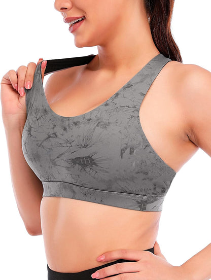 RUNNING GIRL Sports Bra for Women, Criss-Cross Back Padded Strappy Sports Bras Medium Support Yoga Bra with Removable Cups